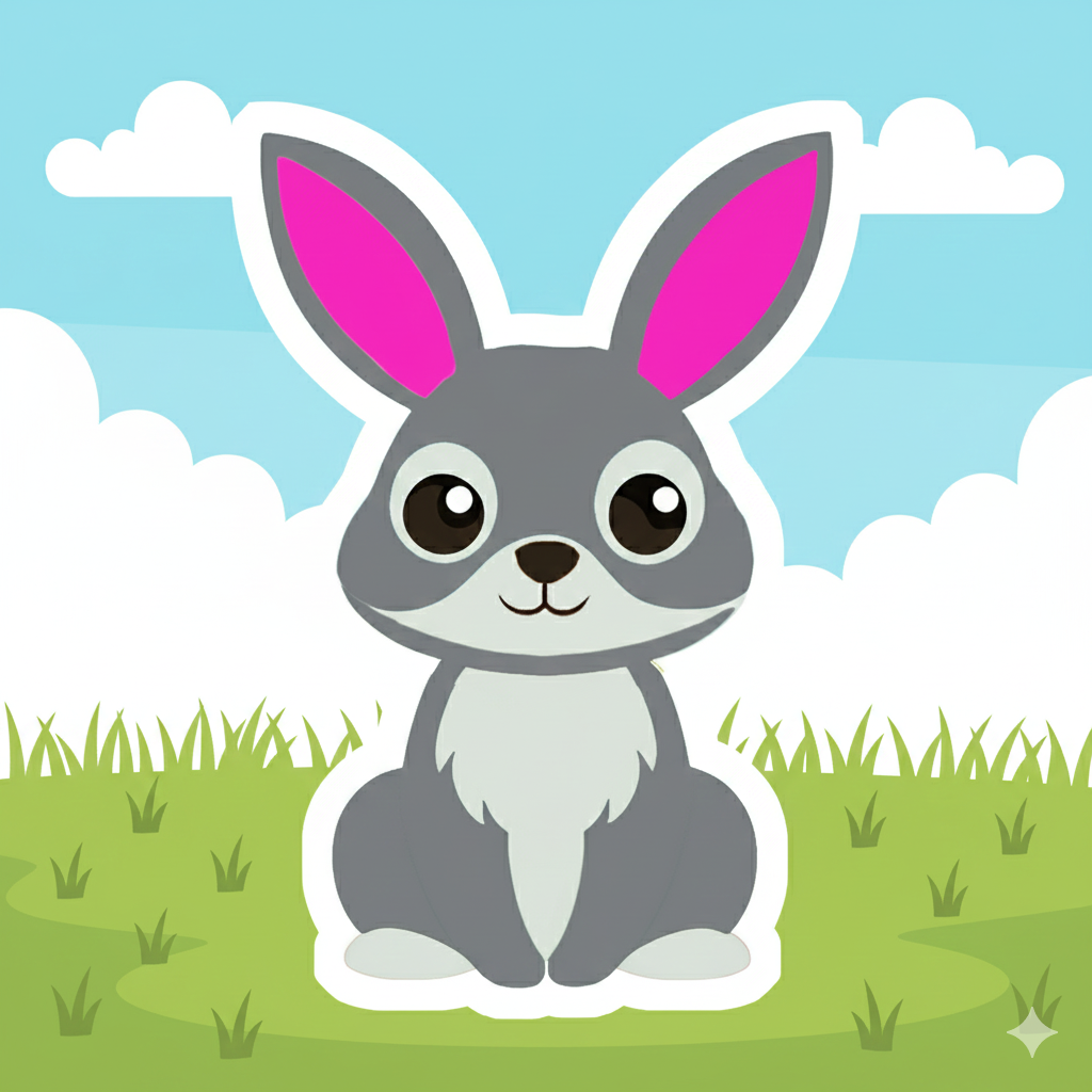 Grey Bunny Pink Ears